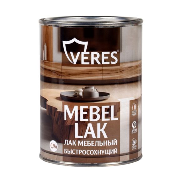 Лак VERES быстросохн мебельн П/ГЛЯНЕЦ 0,9л 