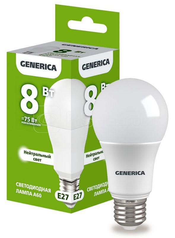 Лампа Свет. А60 груша 8Вт 230B 4000К Е27 GENERICA