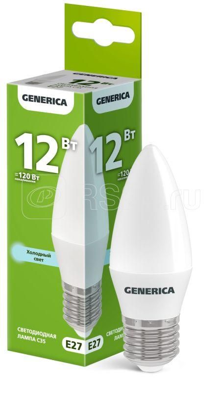 Лампа Свет. С35 свеча 12Вт 230B 6500К Е27 GENERICA