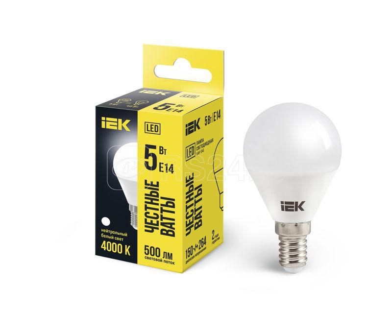 Лампа св. IEK G45 шар 5Вт 230В 4000К E14