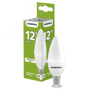 Лампа Свет. С35 свеча 12Вт 230B 4000К Е14 GENERICA