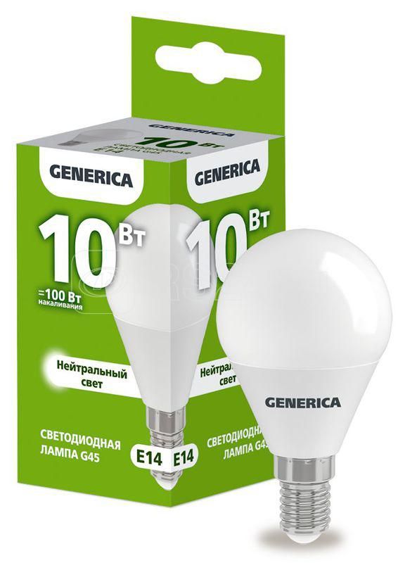 Лампа Свет.G45 шар 10Вт 230В 4000К Е14 GENERICA  