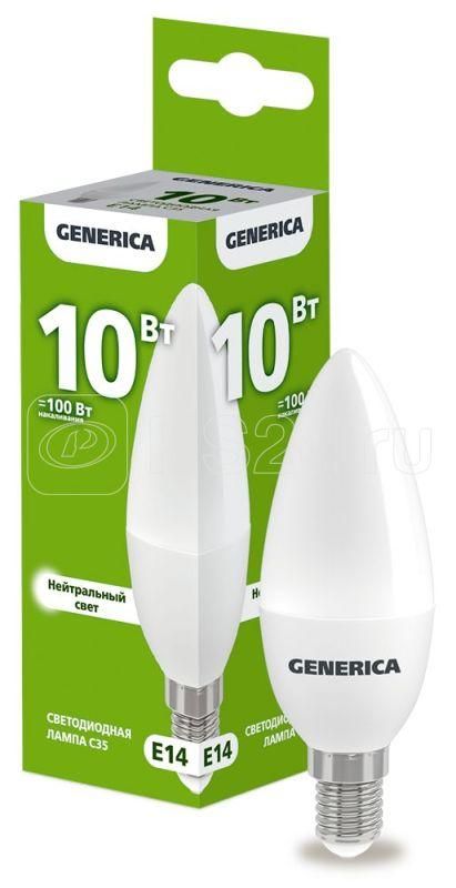 Лампа Свет. С35 свеча 10Вт 230B 4000К Е14 GENERICA