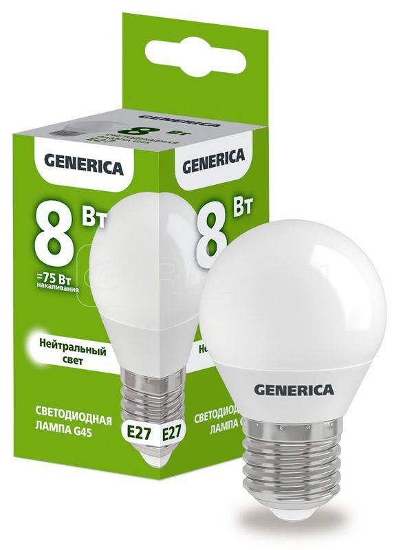 Лампа Свет.G45 шар 8Вт 230В 4000К Е27 GENERICA