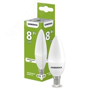 Лампа Свет. С35 свеча 8Вт 230B 4000К Е14 GENERICA