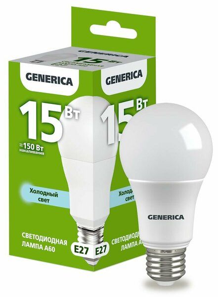 Лампа Свет. А60 груша 15Вт 230B 6500К Е27 GENERICA