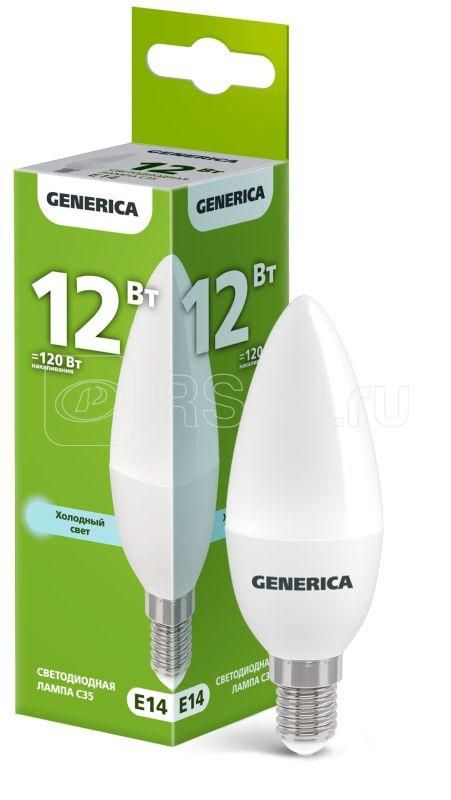 Лампа Свет. С35 свеча 12Вт 230B 6500К Е14 GENERICA