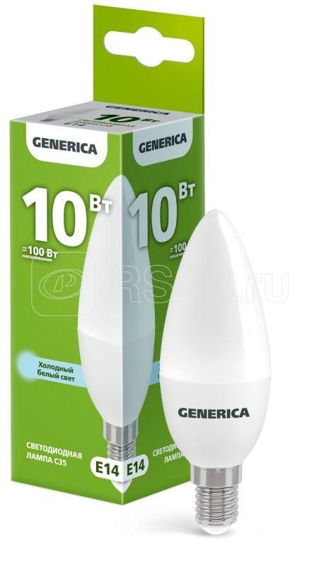 Лампа Свет. С35 свеча 10Вт 230B 6500К Е14 GENERICA