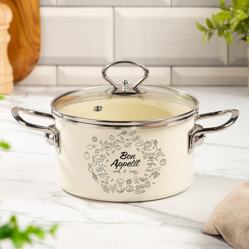 Кастрюля эмал Daniks Y4-9058 "Bon Appetit" 2л 