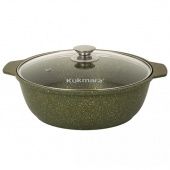 Кастрюля-жаровня алюм Kukmara 3л "Trendy style" Malachite, ж31tsml со стекл.крыш.