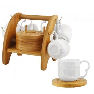 Кофейный набор 12пр. BAMBOO 180мл на подставке фарфор