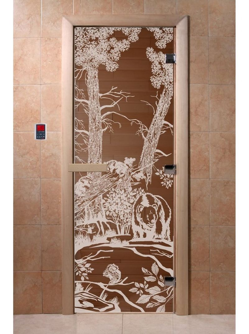 Дверь д/бани ПО-70*1,9 DoorWood Бронза "МИШКИ" 
