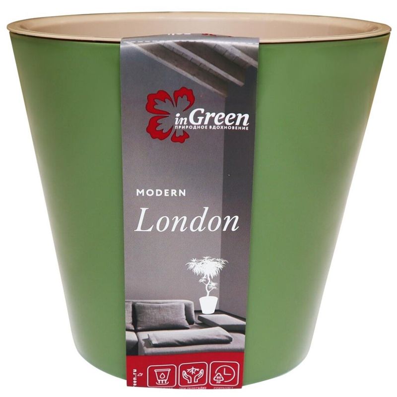 Кашпо Лондон 5л оливковый InGreen 