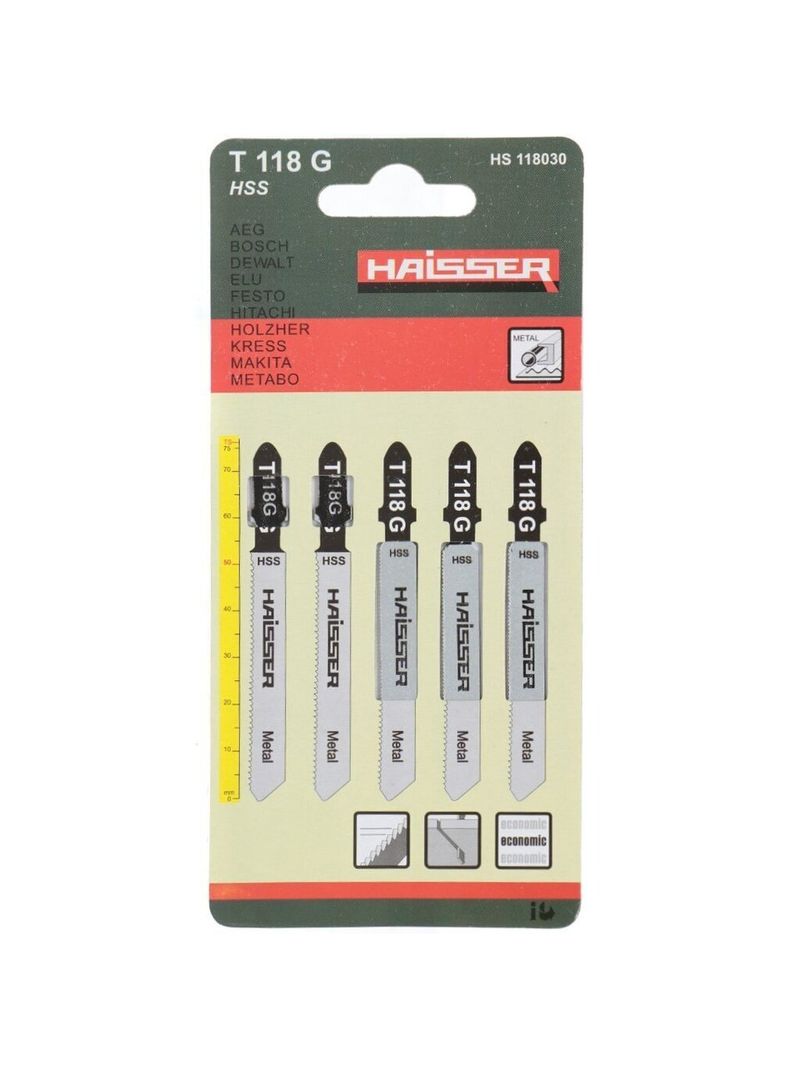 Пилки Haisser T118G, HS118030 по мет тонк.цветному 5 шт, 
