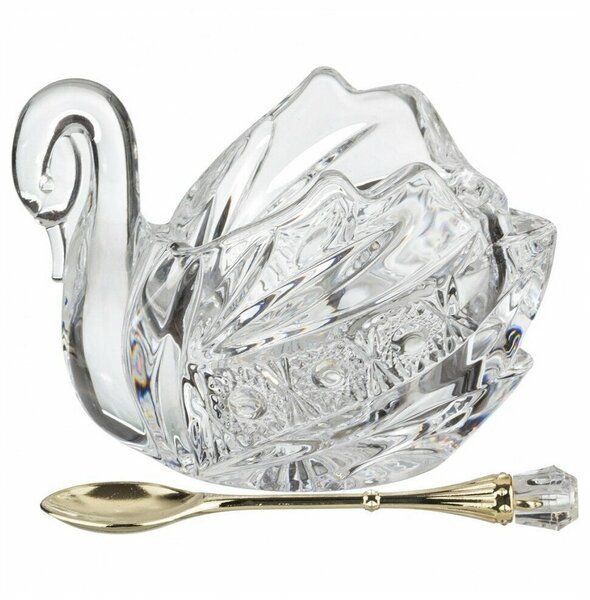 Икорница "Лебедь Muza Crystal" с ложкой