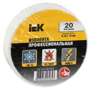 Изолента ПВХ белая 19мм*20м IEK