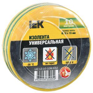 Изолента ПВХ желто-зеленая 15мм*10м IEK
