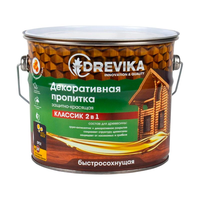 Пропитка декорат. ОРЕХ 2,7 Л "DREVIKA"