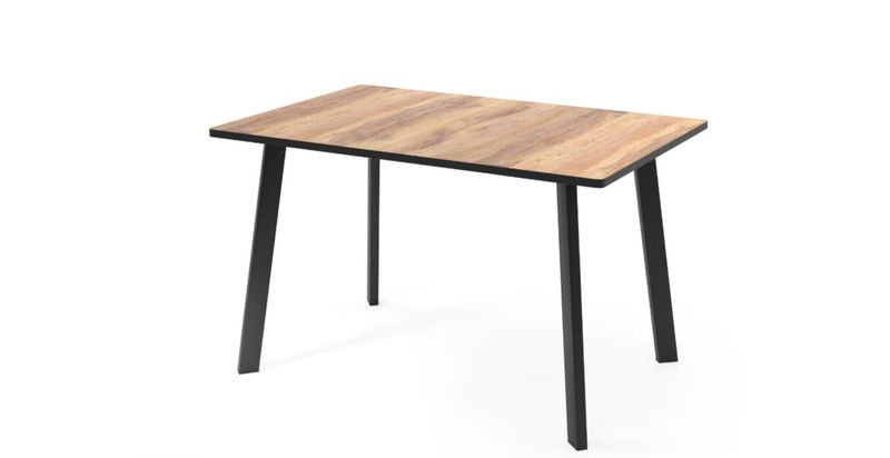 Стол "Дублин" Дуб вотан, каркас черный раздв бабочка 1200(400)х750х800