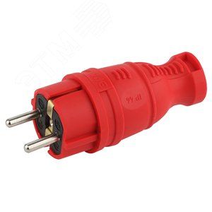 Вилка каучук с/з прямая 16A IP44 красная V8-RED-IP44 ЭРА