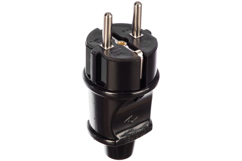 Вилка прямая с/з черная Makel 6А 250В ABS 10052