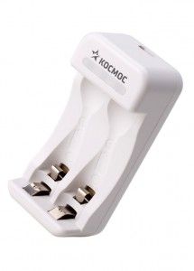 Зарядное ус-во Космос, USB 1/2шт, белое.