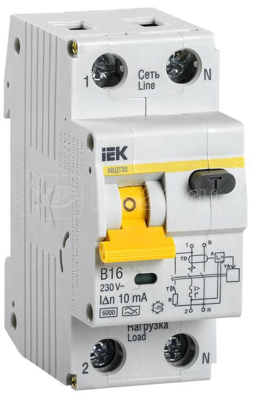Автом. выкл. дифференциал АВДТ-32 2п 16А 10мА тип A IEK 