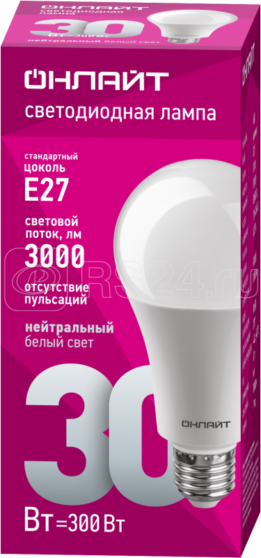 Лампа св. LED 30Вт Е27 OLL-A70-30-230-4K-E27 ОНЛАЙТ