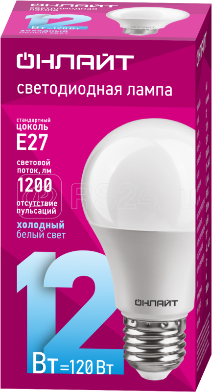 Лампа св. LED 12Вт Е27 OLL-A60-12-230-6.5K-E27 ОНЛАЙТ  