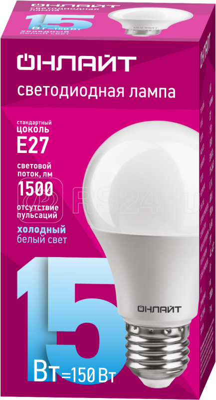 Лампа св. LED 15Вт Е27 OLL-A60-15-230-6.5K-E27 ОНЛАЙТ