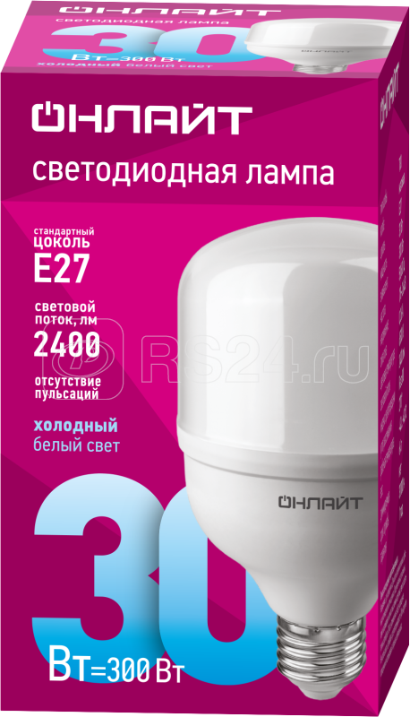 Лампа св. LED 30Вт OLL-T80-30-230-865-E27 6500К ОНЛАЙТ
