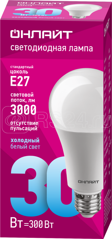 Лампа св. LED 30Вт Е27 OLL-A70-30-230-6.5K-E27 ОНЛАЙТ