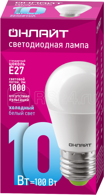 Лампа св. LED 10Вт Е27 OLL-G45-10-230-6.5K-E27  ОНЛАЙТ