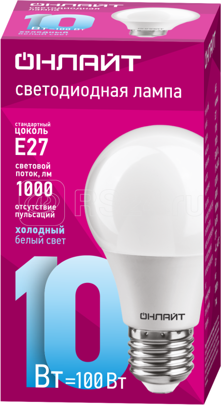 Лампа св. LED 10Вт Е27 OLL-A60-10-230-6.5K-E27  ОНЛАЙТ 