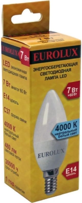 Лампа Свет.LL-E-С37-7W-230-4K-E14 EUROLUX 76/2/8