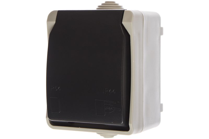 Розетка с/з 1м ФОРС с крышкой IP54 ERS12-K03-16-54-DC