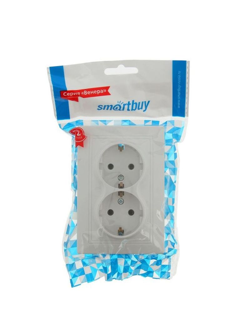Розетка СУ с/з 2м SMARTBUY 16А бежевая Эн695824