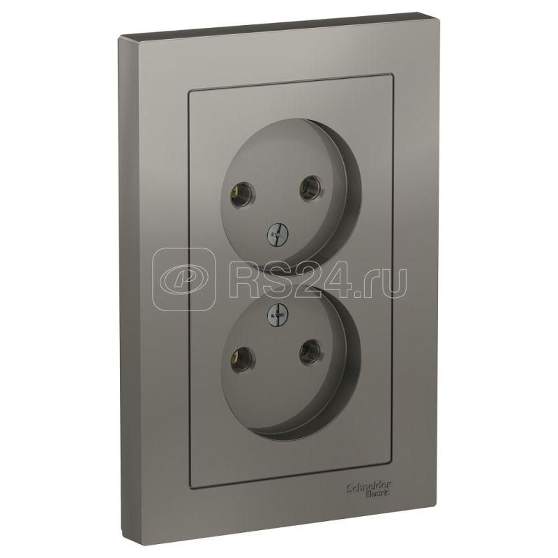 Розетка СУ б/з 2м ATLASDESIGN сталь ATN000920