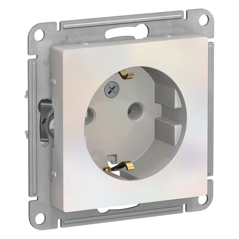 Розетка ОУ с/з 1м ATLASDESING 16А жемчуг ATN000443