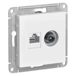 Розетка ATLASDESIGN двойная компьютер+TV RJ 45+TV 5E белый