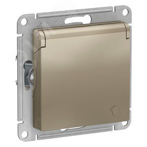 Розетка СУ с/з 1м ATLASDESIGN шторки, с крышкой, шампань.