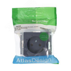 Розетка СУ б/з 1м ATLASDESIGN грифель  ATN000741