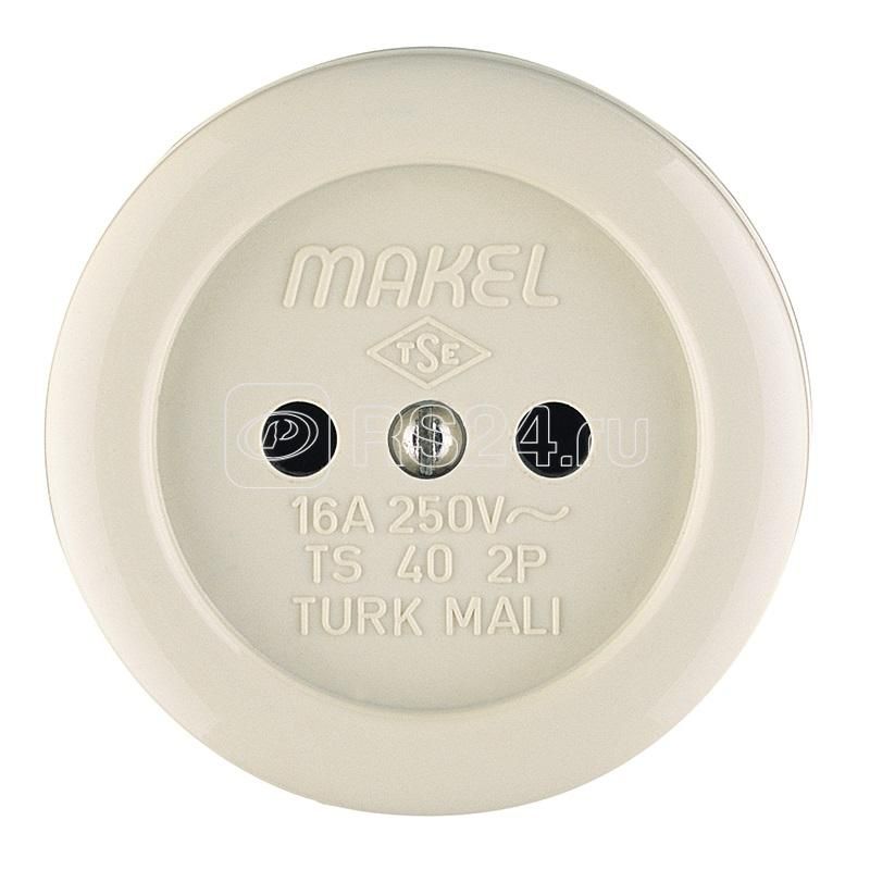 Розетка ОУ б/з круглая Makel белая керамика