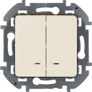 Выключатель 2кл с подсвет. INSPIRIA 10 AX 250B слон.кость.