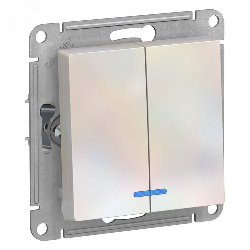 Выкл 2кл ATLASDESIGN с подсв.сх 5 10АХ мех жемчуг Systeme Electric