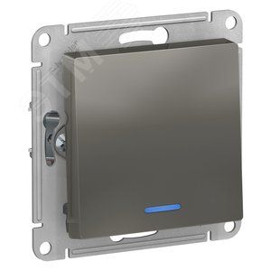 Выключатель СУ ATLASDESIGN 1кл. с подсвет, схема 1а, мех сталь.