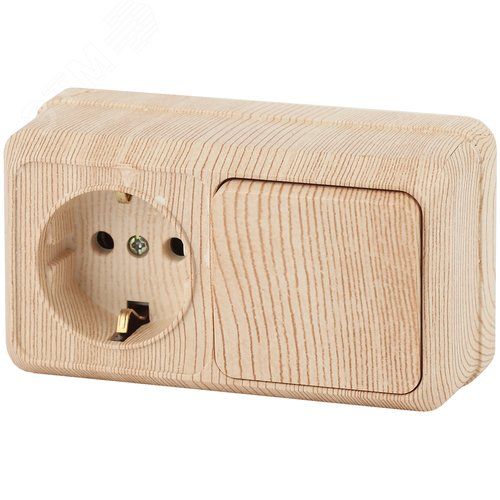 Блок розетка с/з с 1кл. вык Intro Quadro гориз.2-701-11 IP20, ОУ, сосна