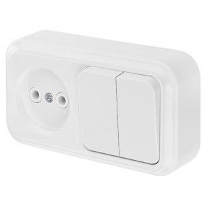 Блок Bylectrica ПРАЛЕСКА роз. 16А + 2кл. выкл. 10А ОУ бел. б/з