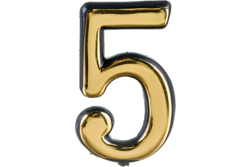 Цифры дверные  "5" металл РВ золото MARLOK