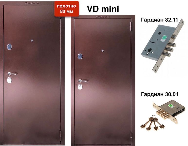 Дверь стальная VD (mini80мм) метал/метал(960L)1,9м